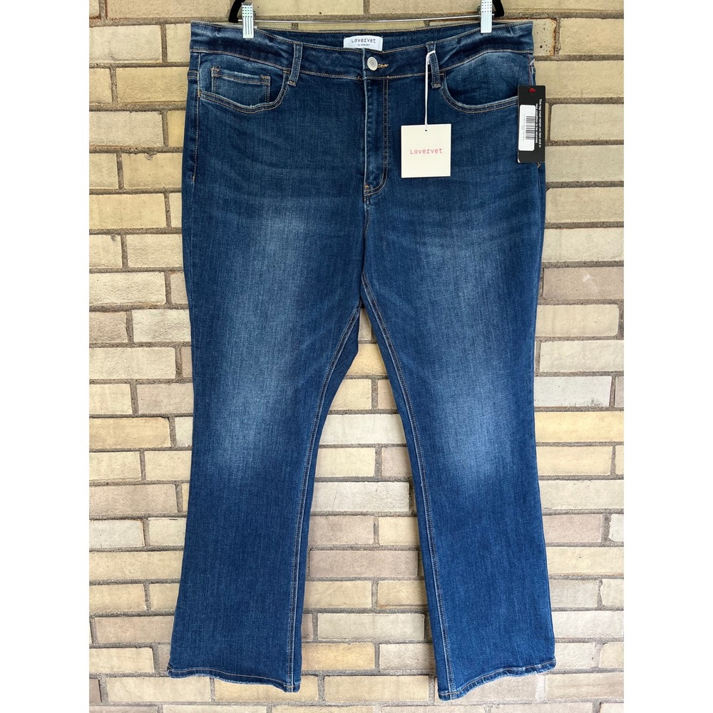 Lovervet by Vervet Mid Rise Bootcut Jeans Dark Wash Plus Size 22 NWT LV-1064-P